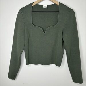 Abercrombie & Fitch Sweater Crop Green‎ Large Knit Top Sweetheart Forest Fairy